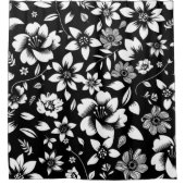 Schwarz-weiße Blätter der Moderne Duschvorhang (Vorderseite)