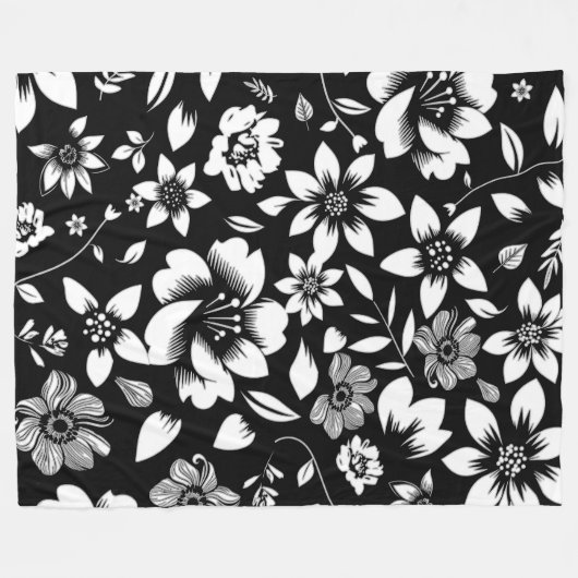 Schwarz-weiße Blätter der Moderne Fleecedecke (Vorderseite (Horizontal))