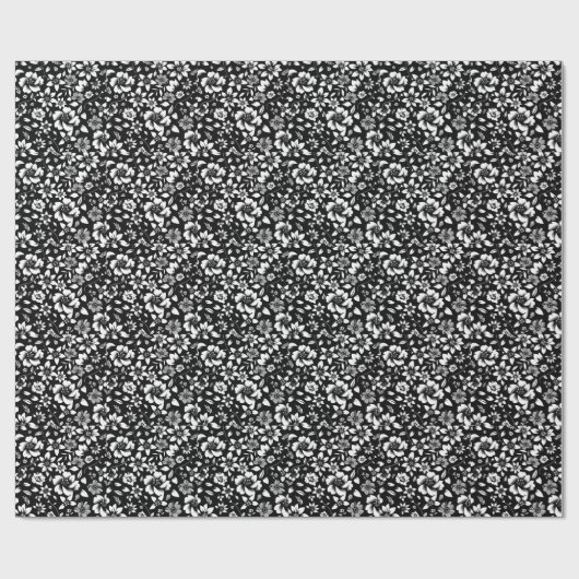 Schwarz-weiße Blätter der Moderne Geschenkpapier (Flach)