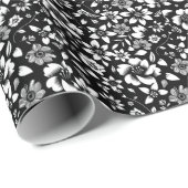 Schwarz-weiße Blätter der Moderne Geschenkpapier (Rolleneckpunkt)