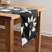 Schwarz-weiße Blätter der Moderne Kurzer Tischläufer (Beispiel)