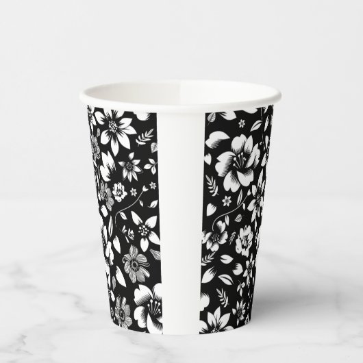 Schwarz-weiße Blätter der Moderne Pappbecher (Links)