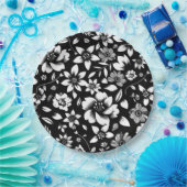 Schwarz-weiße Blätter der Moderne Pappteller (Party)