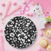 Schwarz-weiße Blätter der Moderne Pappteller (Party)