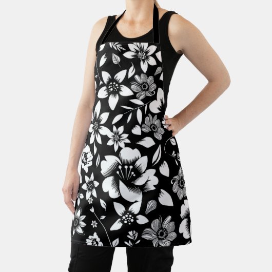 Schwarz-weiße Blätter der Moderne Schürze (InSitu)