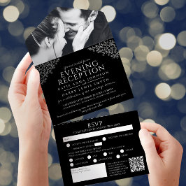 Schwarz-weiße Blätter Foto Abend Empfang UAWG QR All In One Einladung