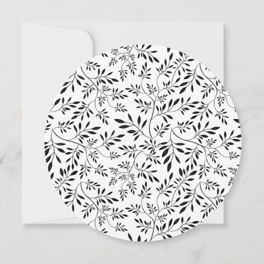 Schwarz-weiße Blätter Muster Moderne Blumenhochzei Einladung (Rückseite)