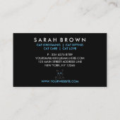 Schwarz-weiße Blauaugenkatze Visitenkarte (Rückseite)