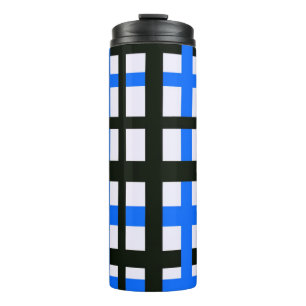 Schwarz-weiße blaue Streifen Thermosbecher