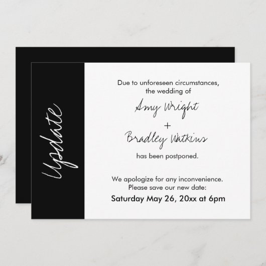 Schwarz-weiße Blockaktualisierung für verspätete H Einladung (Vorne/Hinten)