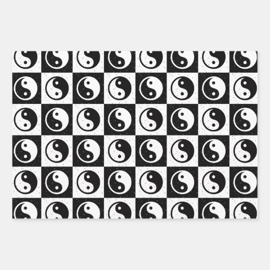 Schwarz-weiße Blockdruckaufzeichnung Yin-Yang Geschenkpapier Set (Vorderseite 3)