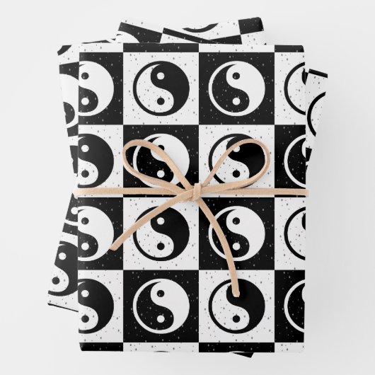 Schwarz-weiße Blockdruckaufzeichnung Yin-Yang Geschenkpapier Set (Beispiel)