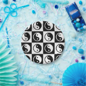 Schwarz-weiße Blockdruckaufzeichnung Yin-Yang Pappteller (Party)