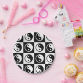 Schwarz-weiße Blockdruckaufzeichnung Yin-Yang Pappteller (Party)