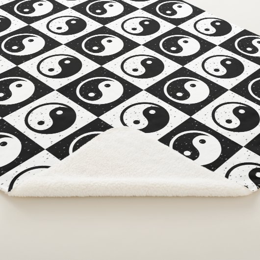 Schwarz-weiße Blockdruckaufzeichnung Yin-Yang Sherpadecke (3/4)