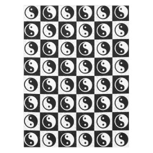 Schwarz-weiße Blockdruckaufzeichnung Yin-Yang Tischdecke