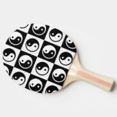 Schwarz-weiße Blockdruckaufzeichnung Yin-Yang Tischtennis Schläger (Seitenansicht)