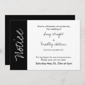 Schwarz-weiße Blockkarte "Hinweis" Zurückgestellte Einladung (Vorne/Hinten)