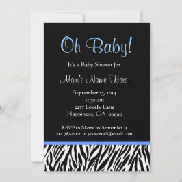 Schwarz-weiße Blue Zebra Print Baby Dusche Einladung