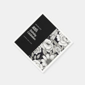 Schwarz-weiße Blume 80. Geburtstag Serviette (Ecke)