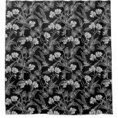 Schwarz-weiße Blume Blätter Duschvorhang (Vorderseite)