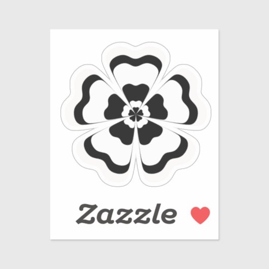 Schwarz-weiße Blume Form Monogramm Aufkleber (Blatt)