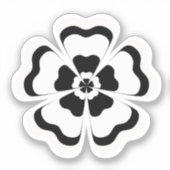 Schwarz-weiße Blume Form Monogramm Aufkleber (Vorderseite)