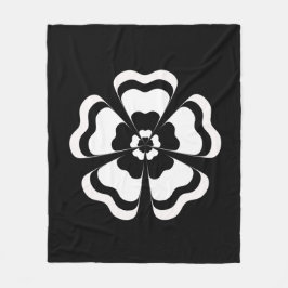 Schwarz-weiße Blume Form Monogramm Fleecedecke