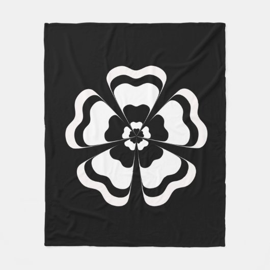 Schwarz-weiße Blume Form Monogramm Fleecedecke (Vorderseite)