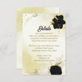 Schwarz-weiße Blume Gold Blätter Begleitkarte (Vorne/Hinten)