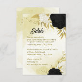 Schwarz-weiße Blume Gold Blätter Begleitkarte (Vorne/Hinten)