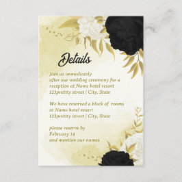 Schwarz-weiße Blume Gold Blätter Begleitkarte