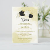 Schwarz-weiße Blume Gold Blätter Begleitkarte (Stehend Vorderseite)