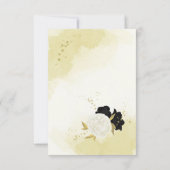 Schwarz-weiße Blume Gold Blätter Hochzeit Dankeskarte (Rückseite)