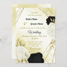 Schwarz-weiße Blume Gold Blätter Hochzeit