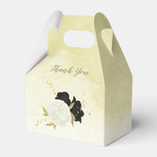 Schwarz-weiße Blume Gold Blätter Hochzeit Geschenkschachtel