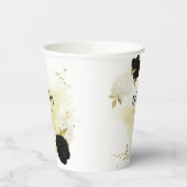 Schwarz-weiße Blume Gold Blätter Pappbecher (Links)