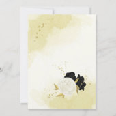 Schwarz-weiße Blume Gold Blätter Save The Date (Rückseite)