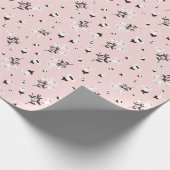 Schwarz-weiße Blume in Rosa Geschenkpapier (Ecke)