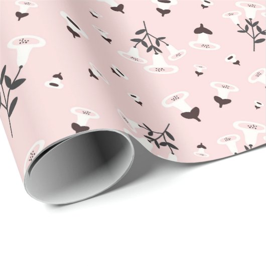 Schwarz-weiße Blume in Rosa Geschenkpapier (Rolleneckpunkt)