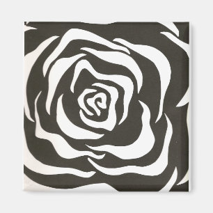 Schwarz-weiße Blume Magnet