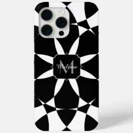 Schwarz-weiße Blume Mandala mosaic Retro Monogramm Case-Mate iPhone Hülle