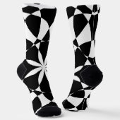 Schwarz-weiße Blume Mandala mosaic Retro Monogramm Socken (Gewinkelt)