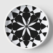 Schwarz-weiße Blume Mandala mosaic Retro Monogramm Uhr (Vorderseite)