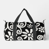 Schwarz-weiße Blume mit Blumen und Wirbel Blume Sw Duffle Bag (Vorderseite)