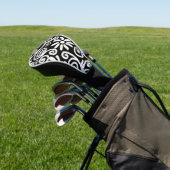 Schwarz-weiße Blume mit Blumen und Wirbel Blume Sw Golf Headcover (In SItu)