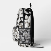 Schwarz-weiße Blume Monogram Name Camp School Bedruckter Rucksack (Rechts)