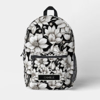 Schwarz-weiße Blume Monogram Name Camp School