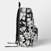 Schwarz-weiße Blume Monogram Name Camp School Bedruckter Rucksack (Links)