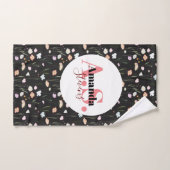 Schwarz-weiße Blume Monogram Picklebal Handtuch (Handtuch)